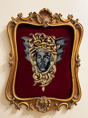 HALLWAYEE رأس ميدوسا مع منحوتة ثعابين، ديكور تمثال ميدوسا ذهبي، لوحة حائط سيدة جورجون من الراتنج (ذهبي) in Kuwait