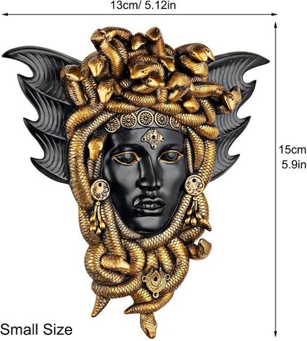 HALLWAYEE رأس ميدوسا مع منحوتة ثعابين، ديكور تمثال ميدوسا ذهبي، لوحة حائط سيدة جورجون من الراتنج (ذهبي) in Kuwait