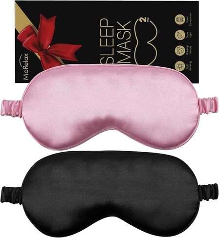 Sleep Mask for Side Sleeper 2 Pack,100% Light Blocking,Pure Silk Soft and Comfort Ultralight Eye Sleep Shade Cover Night Blindfold for Men Women in Kuwait
