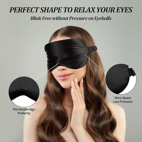Sleep Mask for Side Sleeper 2 Pack,100% Light Blocking,Pure Silk Soft and Comfort Ultralight Eye Sleep Shade Cover Night Blindfold for Men Women in Kuwait