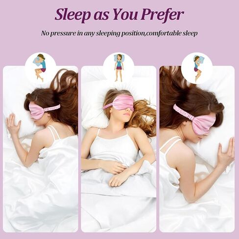 Sleep Mask for Side Sleeper 2 Pack,100% Light Blocking,Pure Silk Soft and Comfort Ultralight Eye Sleep Shade Cover Night Blindfold for Men Women in Kuwait
