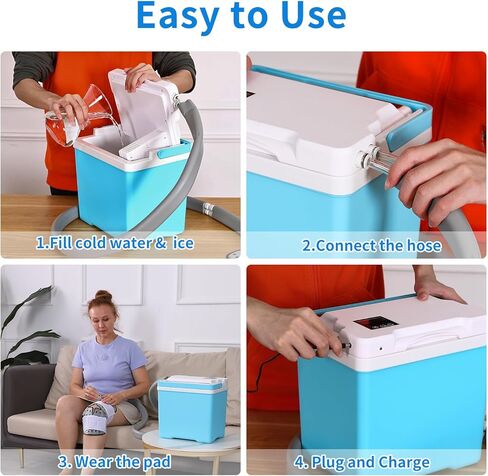 آلة ثلج للركبة بعد الجراحة، نظام علاج بارد هادئ مع جهاز تحكم عن بعد، مؤقت قابل للبرمجة، العلاج بالتبريد للكاحل، الكتف، أسفل الظهر، تخفيف آلام الركبة، وسادة ضغط بتغطية كاملة in Kuwait