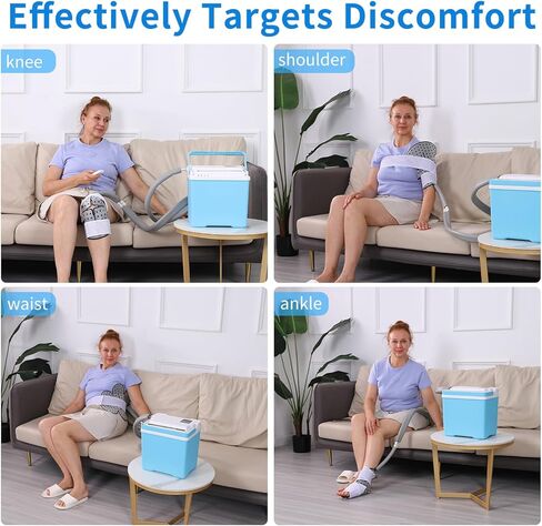 آلة ثلج للركبة بعد الجراحة، نظام علاج بارد هادئ مع جهاز تحكم عن بعد، مؤقت قابل للبرمجة، العلاج بالتبريد للكاحل، الكتف، أسفل الظهر، تخفيف آلام الركبة، وسادة ضغط بتغطية كاملة in Kuwait
