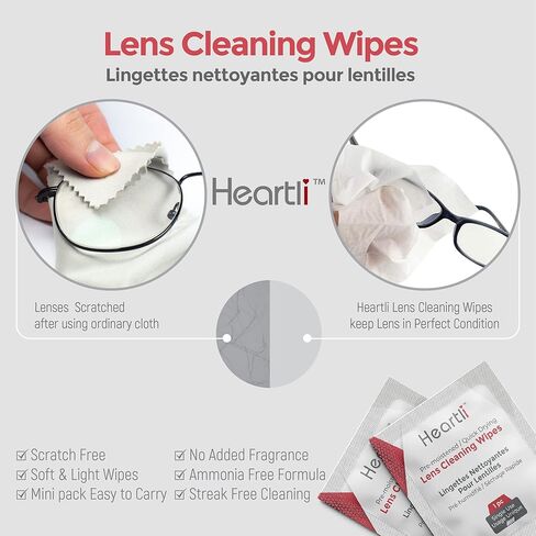 مناديل تنظيف العدسات الفاخرة المرطبة مسبقًا من هارتلي، سريعة الجفاف، مغلفة بشكل فردي لنظارات العين والشاشات وعدسات الكاميرا - تنظف، وتطهر، وخالية من الخطوط، وخالية من الوبر، ومناديل غير قابلة للخدش (200) in Kuwait
