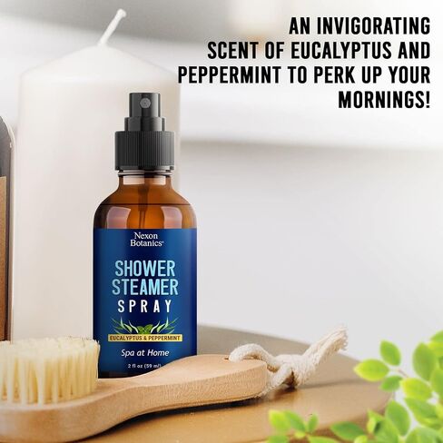 Eucalyptus, Peppermint Shower Steamer Spray 2 fl oz - Aromatherapy Shower Mist for Spa, Made from Pure and Natural Essential Oils, Refreshing Aroma for Clear Breathing, Enhances Mood - Nexon Botanics in Saudi Arabia