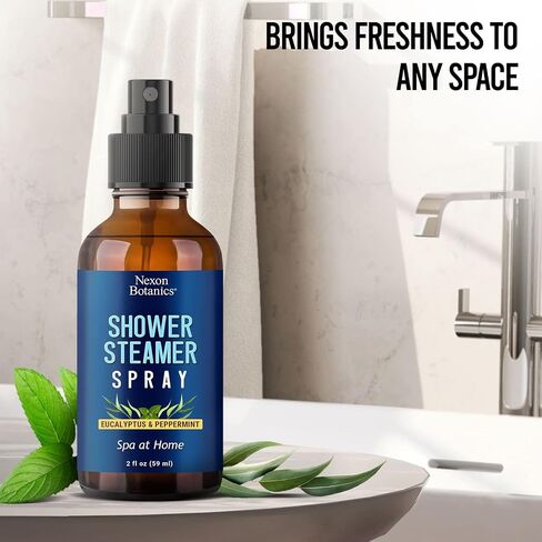 Eucalyptus, Peppermint Shower Steamer Spray 2 fl oz - Aromatherapy Shower Mist for Spa, Made from Pure and Natural Essential Oils, Refreshing Aroma for Clear Breathing, Enhances Mood - Nexon Botanics in Saudi Arabia
