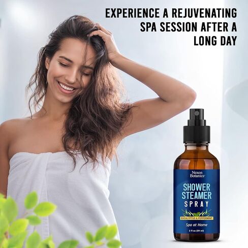Eucalyptus, Peppermint Shower Steamer Spray 2 fl oz - Aromatherapy Shower Mist for Spa, Made from Pure and Natural Essential Oils, Refreshing Aroma for Clear Breathing, Enhances Mood - Nexon Botanics in Saudi Arabia