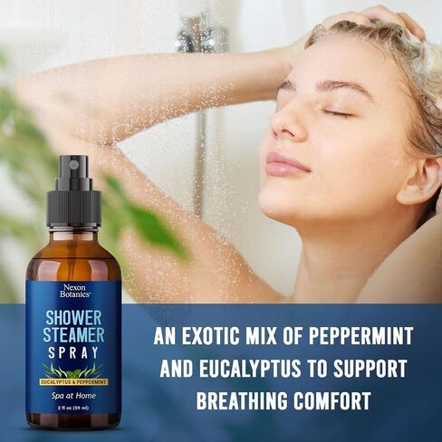 Eucalyptus, Peppermint Shower Steamer Spray 2 fl oz - Aromatherapy Shower Mist for Spa, Made from Pure and Natural Essential Oils, Refreshing Aroma for Clear Breathing, Enhances Mood - Nexon Botanics in Saudi Arabia