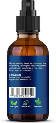 Eucalyptus, Peppermint Shower Steamer Spray 2 fl oz - Aromatherapy Shower Mist for Spa, Made from Pure and Natural Essential Oils, Refreshing Aroma for Clear Breathing, Enhances Mood - Nexon Botanics in Saudi Arabia