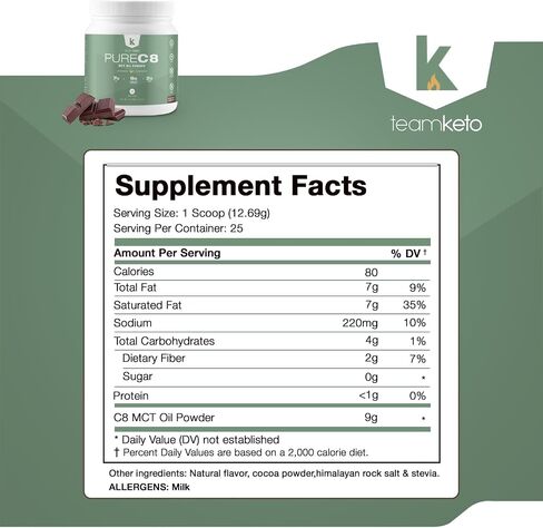 TeamKeto C8 MCT Oil powder – Unflavored Ketogenic MCT Coffee Creamer- Vegan-Friendly, Non-GMO, Gluten Free & Made in a GMP Compliant, FDA Registered Facility- Perfect in Coffee, Tea & Shakes 270g in Saudi Arabia