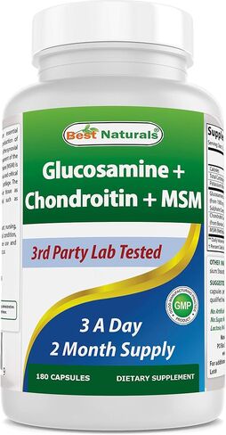 Best Naturals، مكملات الجلوكوزامين كوندرويتين ومكملات المفاصل MSM، 2600 مجم لكل وجبة، (180 قطعة (عبوة من 3)) in Saudi Arabia