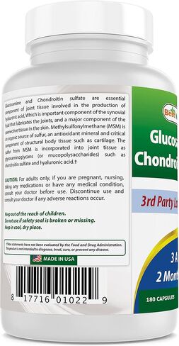 Best Naturals، مكملات الجلوكوزامين كوندرويتين ومكملات المفاصل MSM، 2600 مجم لكل وجبة، (180 قطعة (عبوة من 3)) in Saudi Arabia