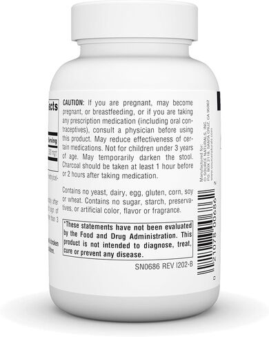 Source Naturals Charcoal - 100% Pure Activated, Digestive Aid - 200 Capsules in Saudi Arabia