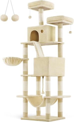 Feandrea Cat Tree, 81.1-Inch Large Cat Tower, Multi-Level Condo, Smoky Gray in Saudi Arabia