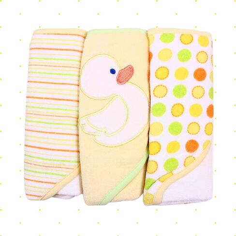 Spasilk Hooded Towel Set for Newborn Boys and Girls, Soft Terry Towel Set, Pack of 3, Yellow Duck in Saudi Arabia