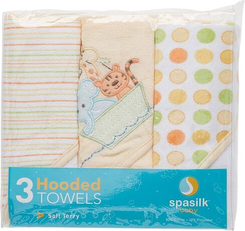 Spasilk Hooded Towel Set for Newborn Boys and Girls, Soft Terry Towel Set, Pack of 3, Yellow Duck in Saudi Arabia