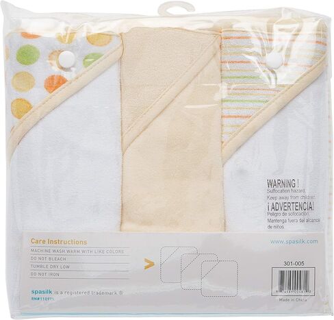 Spasilk Hooded Towel Set for Newborn Boys and Girls, Soft Terry Towel Set, Pack of 3, Yellow Duck in Saudi Arabia