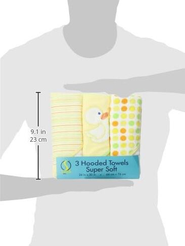 Spasilk Hooded Towel Set for Newborn Boys and Girls, Soft Terry Towel Set, Pack of 3, Yellow Duck in Saudi Arabia