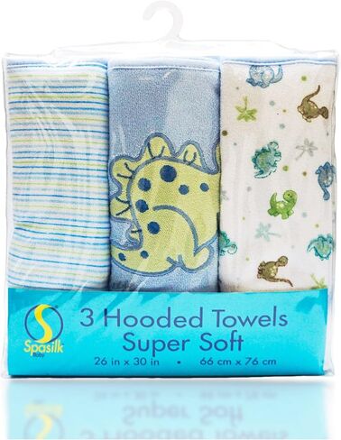 Spasilk Hooded Towel Set for Newborn Boys and Girls, Soft Terry Towel Set, Pack of 3, Yellow Duck in Saudi Arabia