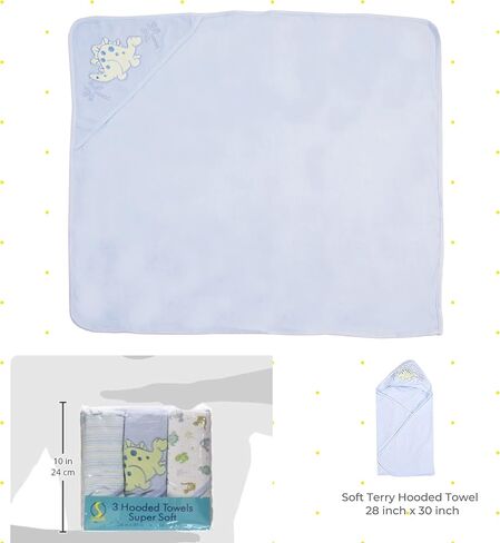 Spasilk Hooded Towel Set for Newborn Boys and Girls, Soft Terry Towel Set, Pack of 3, Yellow Duck in Saudi Arabia