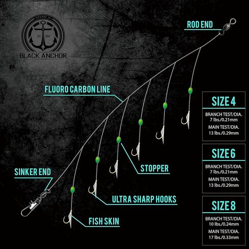 بلاك مرساة 10 عبوات من منصات سابيكي | صيد الأسماك في المياه المالحة هوك الطعم الحاد | مقاس #4، مقاس #6، أو مقاس #8 in Kuwait