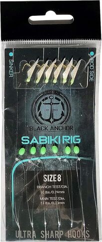 بلاك مرساة 10 عبوات من منصات سابيكي | صيد الأسماك في المياه المالحة هوك الطعم الحاد | مقاس #4، مقاس #6، أو مقاس #8 in Kuwait