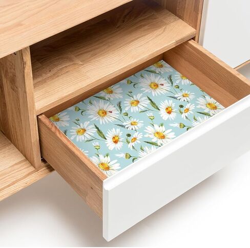 10 ورقات من Whaline، بطانات أدراج زهرة الأقحوان، بطانات أرفف معطرة بالشاي الأبيض، بطانات ورقية للأدراج العطرية للمنزل، 19.5 × 14 بوصة in Kuwait