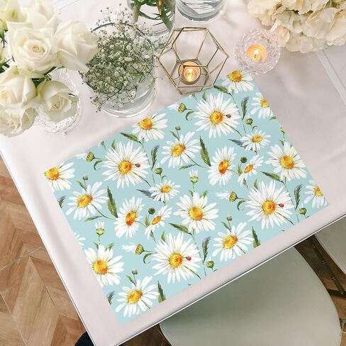 10 ورقات من Whaline، بطانات أدراج زهرة الأقحوان، بطانات أرفف معطرة بالشاي الأبيض، بطانات ورقية للأدراج العطرية للمنزل، 19.5 × 14 بوصة in Kuwait