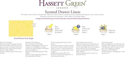 بطانات الأدراج المعطرة من هاسيت جرين لندن - عطر زهر العسل والياسمين - عبوة واحدة مكونة من 6 ورقات مقاس 23.6 × 15.75 بوصة in Kuwait