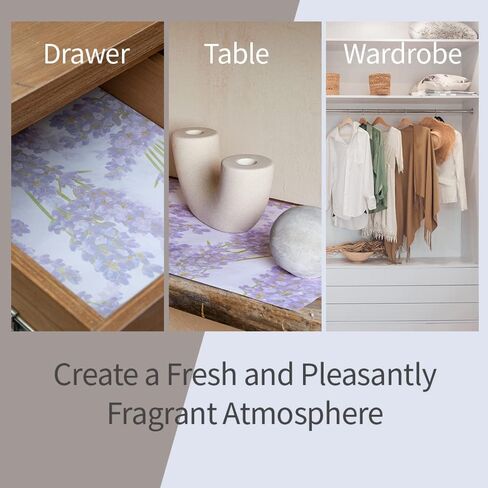 بطانات الأدراج والأرفف المعطرة من VitaFeli - ثمانية (8) أوراق ورقية غير لاصقة - تحافظ على أدراج الخزانة، وأرفف الخزانة، وخزائن الكتان، وأرفف خزانة الملابس، والطاولات والحمام نظيفة وملونة وعطرة in Kuwait