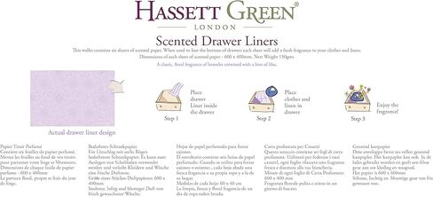 بطانات الأدراج المعطرة من هاسيت جرين لندن - عطر الليلك واللافندر - عبوة واحدة مكونة من 6 ورقات مقاس 23.6 × 15.75 بوصة in Kuwait