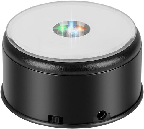 حامل عرض دوار من IFOLAINA مزود بإضاءة LED ومنصة تيرنر بقاعدة دوارة ملونة لوعاء كأس بهلوان كريستال صور مكعب فن زجاجي in Kuwait