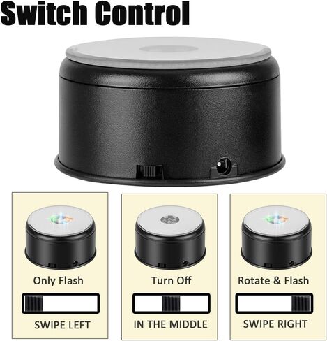 حامل عرض دوار من IFOLAINA مزود بإضاءة LED ومنصة تيرنر بقاعدة دوارة ملونة لوعاء كأس بهلوان كريستال صور مكعب فن زجاجي in Kuwait