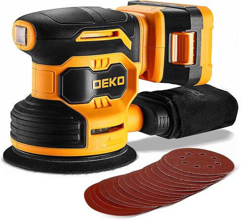 Orbital Sander Cordless : 20V Power Sander Tool with Battery and Charger Electric Hand Sanders Tools for Wood, Dust Bag, Vacuum Blower Attachment in Kuwait