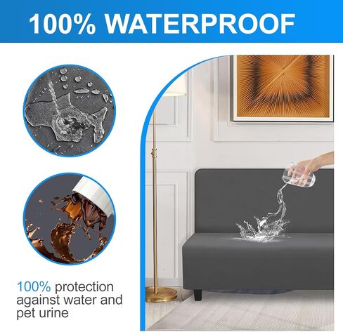 HDCAXKJ غطاء فوتون مقاوم للماء بنسبة 100%، غطاء أريكة فوتون قابل للغسل بالحجم الكامل، أغطية فوتون بدون ذراع، غطاء مرتبة فوتون مزدوج، واقي سرير فوتون، أغطية منزلقة بدون أذرع (رمادي داكن، كبير) in Kuwait