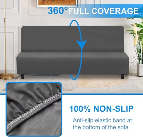 HDCAXKJ غطاء فوتون مقاوم للماء بنسبة 100%، غطاء أريكة فوتون قابل للغسل بالحجم الكامل، أغطية فوتون بدون ذراع، غطاء مرتبة فوتون مزدوج، واقي سرير فوتون، أغطية منزلقة بدون أذرع (رمادي داكن، كبير) in Kuwait