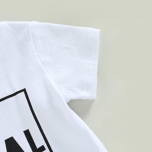Toddler Baby Boy Summer Clothes Short Sleeve Letter Print Stripe T-Shirt with Elastic Waist Shorts Set Summer Outfit in Saudi Arabia