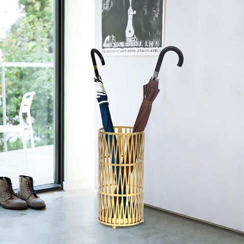 Joveco Metal Umbrella Racks, Gold Round Stand Holder Organizer with Drip Tray, Freestanding Holders for Canes Walking Sticks Entryway Home Office (Gold) in Saudi Arabia