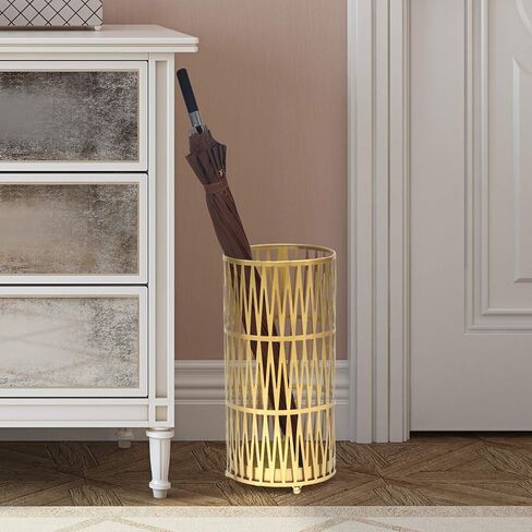 Joveco Metal Umbrella Racks, Gold Round Stand Holder Organizer with Drip Tray, Freestanding Holders for Canes Walking Sticks Entryway Home Office (Gold) in Saudi Arabia