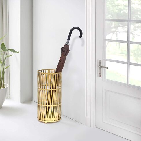 Joveco Metal Umbrella Racks, Gold Round Stand Holder Organizer with Drip Tray, Freestanding Holders for Canes Walking Sticks Entryway Home Office (Gold) in Saudi Arabia