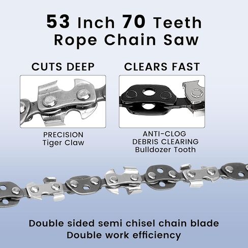 منشار جيب POYICGS - منشار حبل يدوي لأطراف الأشجار عالي الوصول مقاس 53 بوصة، منشار يدوي 70 سنًا، قاطع أطراف الأشجار، منشار سلسلة للتخييم والبقاء على قيد الحياة من أجل قطع سريع وسهل in Kuwait
