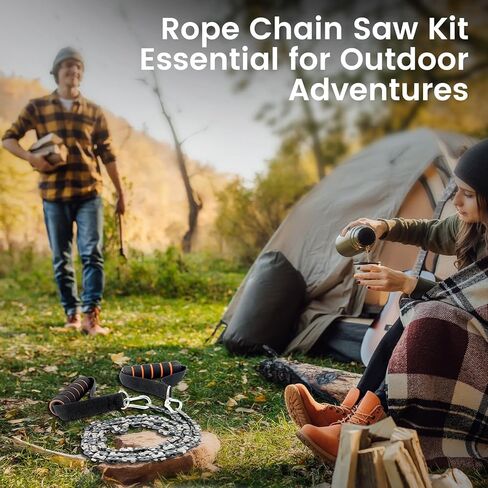 منشار جيب POYICGS - منشار حبل يدوي لأطراف الأشجار عالي الوصول مقاس 53 بوصة، منشار يدوي 70 سنًا، قاطع أطراف الأشجار، منشار سلسلة للتخييم والبقاء على قيد الحياة من أجل قطع سريع وسهل in Kuwait