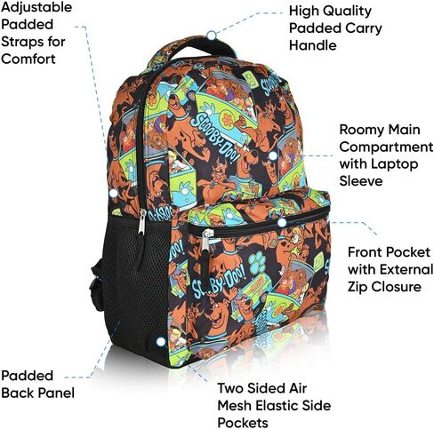 Scooby-Doo Backpack For School Kids Boys Girls Toddler Adults | Bring To School Preschool And Carry Lunch Books Toys Clothes Merchandise Officially Licensed Backpacks in Saudi Arabia