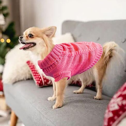 2 Pieces Dog Sweater for Small Dogs Chihuahua Clothes Winter Cute Knitwear in Kuwait