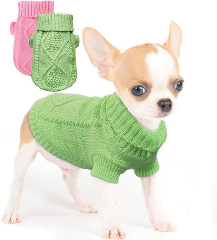 2 Pieces Dog Sweater for Small Dogs Chihuahua Clothes Winter Cute Knitwear in Kuwait