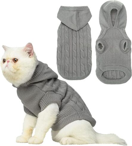 PUPTECK Winter Dog Cat Sweater Coat - Soft Cold Weather Clothes Knitwear for Kitties & Small Dogs Indoor Outdoor Walking Warm, Knitted Classic for Doggies Kitties Girls Boys, Black S in Saudi Arabia