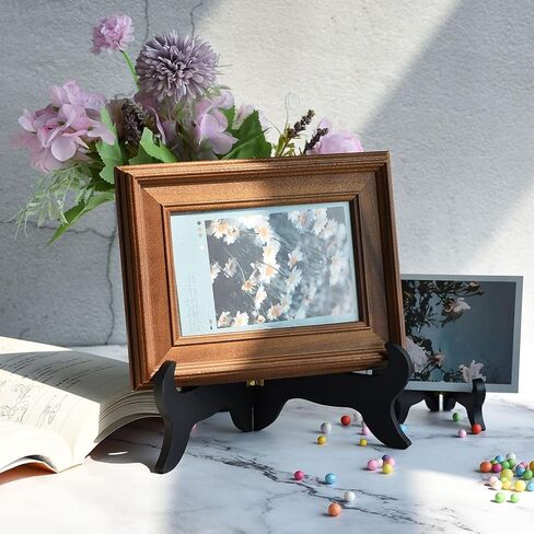 VEdusa 1 قطعة لوحة خشبية سوداء عرض تقف حامل حامل الصورة حامل ديكور مكتبة خشبية ديكور عرض حوامل عرض حامل لعرض إطار الصورة حامل الحامل (4 بوصة) in Kuwait