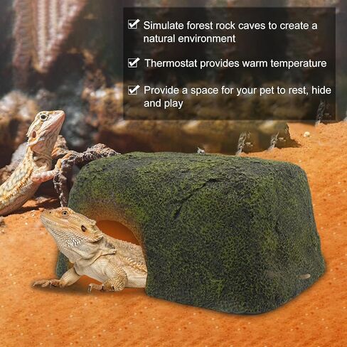 فودور الزواحف الحرارة الصخور إخفاء الكهف مخابئ الزواحف التي تسيطر عليها ثرموستاتي كهف حوض السمك ديكور الصخور سخان للسحالي والسلاحف والثعابين والزواحف والبرمائيات in Kuwait