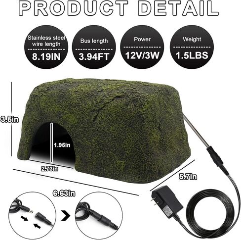 فودور الزواحف الحرارة الصخور إخفاء الكهف مخابئ الزواحف التي تسيطر عليها ثرموستاتي كهف حوض السمك ديكور الصخور سخان للسحالي والسلاحف والثعابين والزواحف والبرمائيات in Kuwait