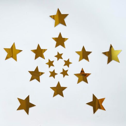 40Pcs Silver Stars Acrylic Mirror Wall Stickers with Adhesive Art Decal Satin Paper Baby Kids Bedroom Home DIY Decor Removable Stickers (Silver Stars) in Kuwait